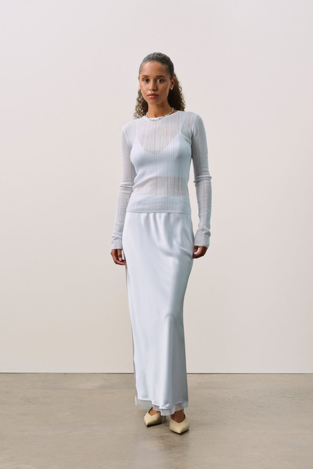 MABLE TRELLIS LONG SLEEVE CASHMERE TEE