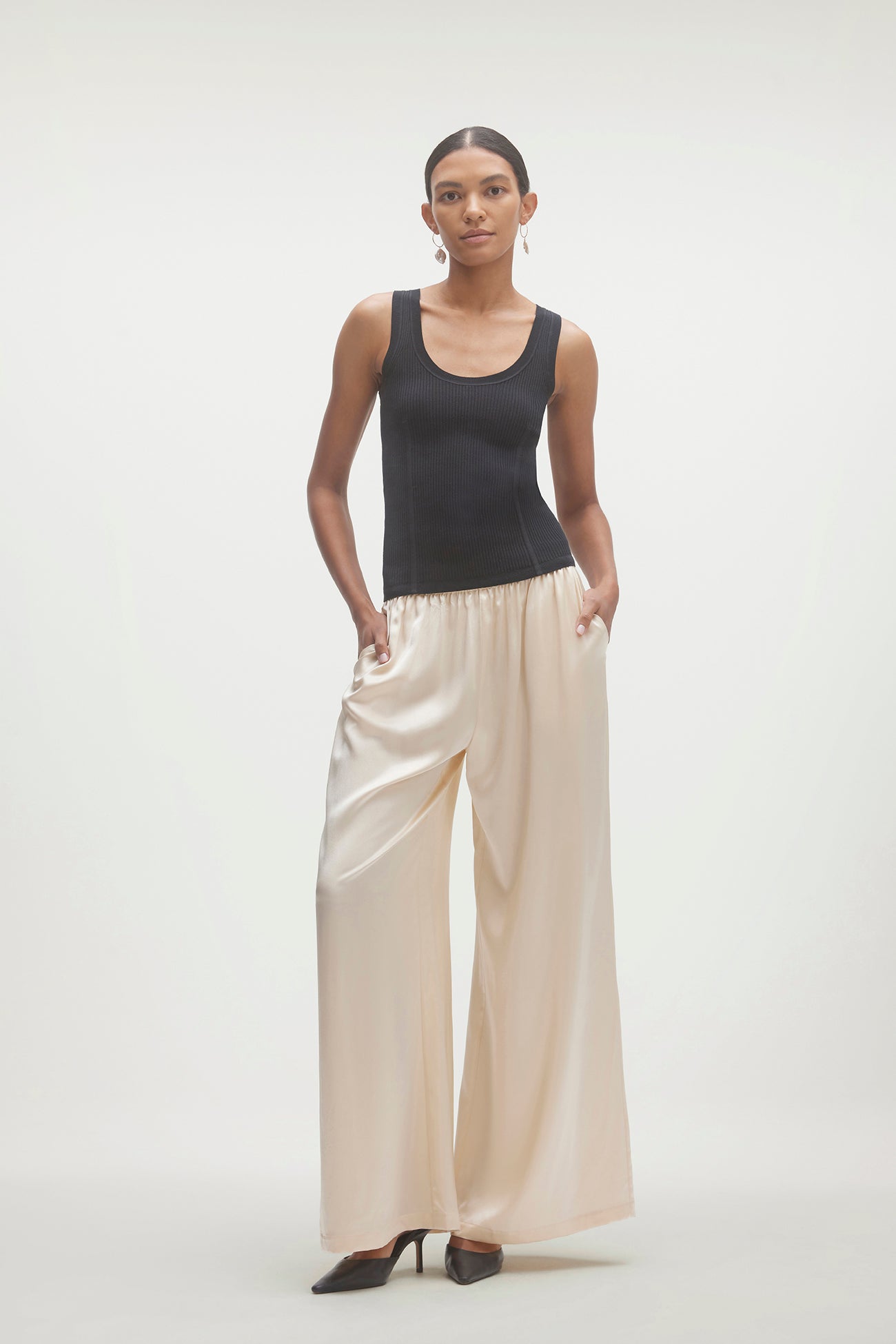 EVAN SILK WIDE LEG PANT | 33" INSEAM